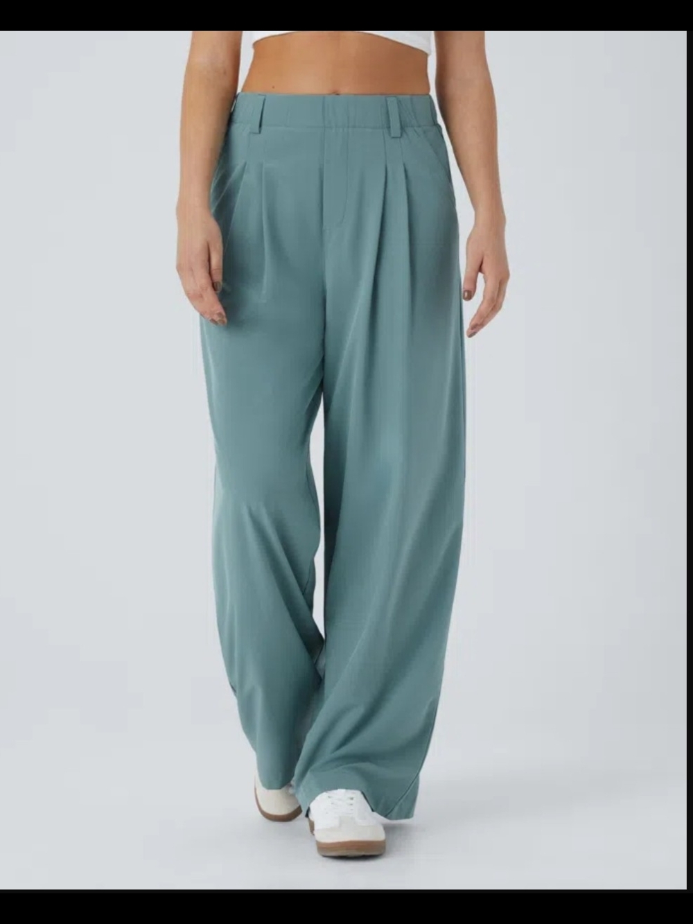 NWT XL HALARA Wide-Leg High-Waist Pants in Teal Blue - Picture 4 of 6